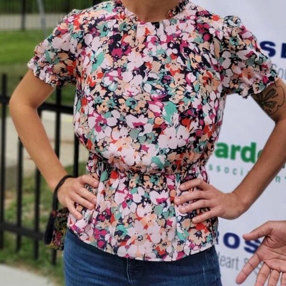 J. CREW FlCrinkle Cyrano Floral Top - Picture 3 of 12